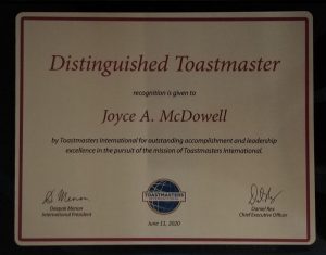 2020 6 11 Distinguished Toastmaster plaque